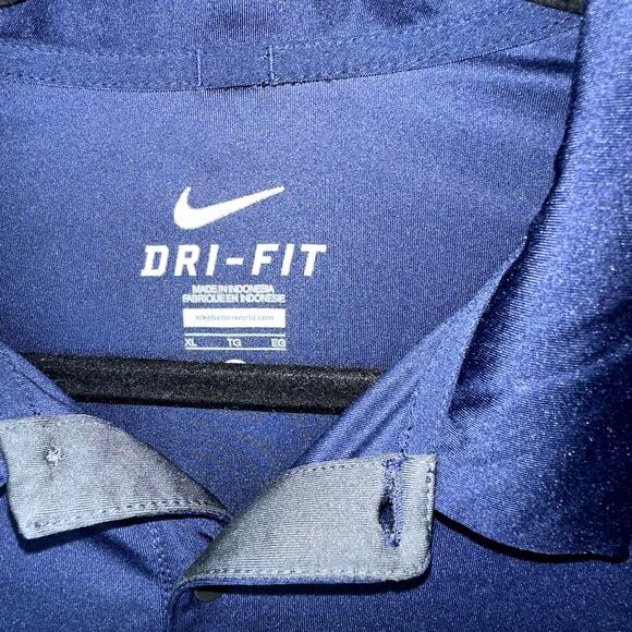 Nike Dri Fit Mens Size XL Navy Blue Gray Short Sleeve Button Up Golf Polo Shirt - Picture 2 of 6